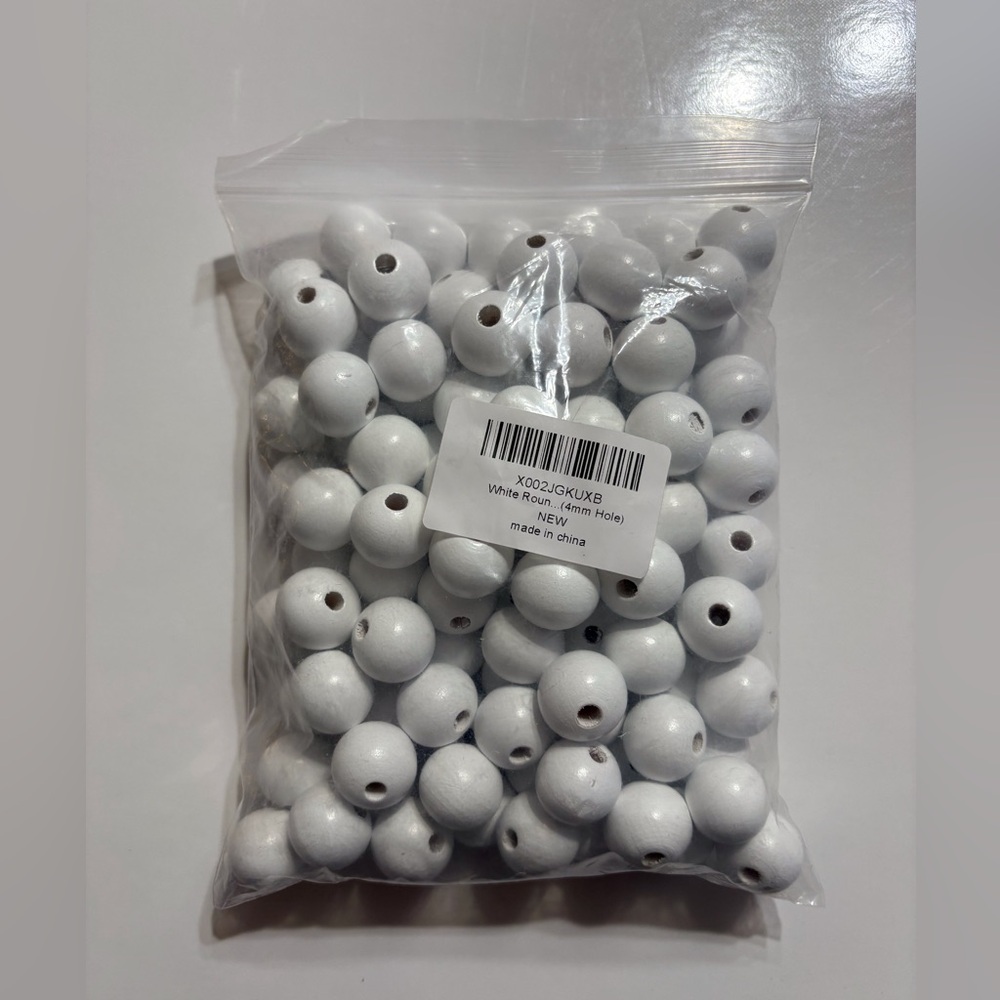 White Round Wooden Beads